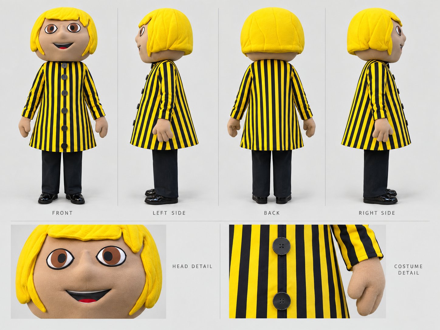 Reel ID. Polo a Eurochocolate: character sheet mascotte eurochocolate righe gialle