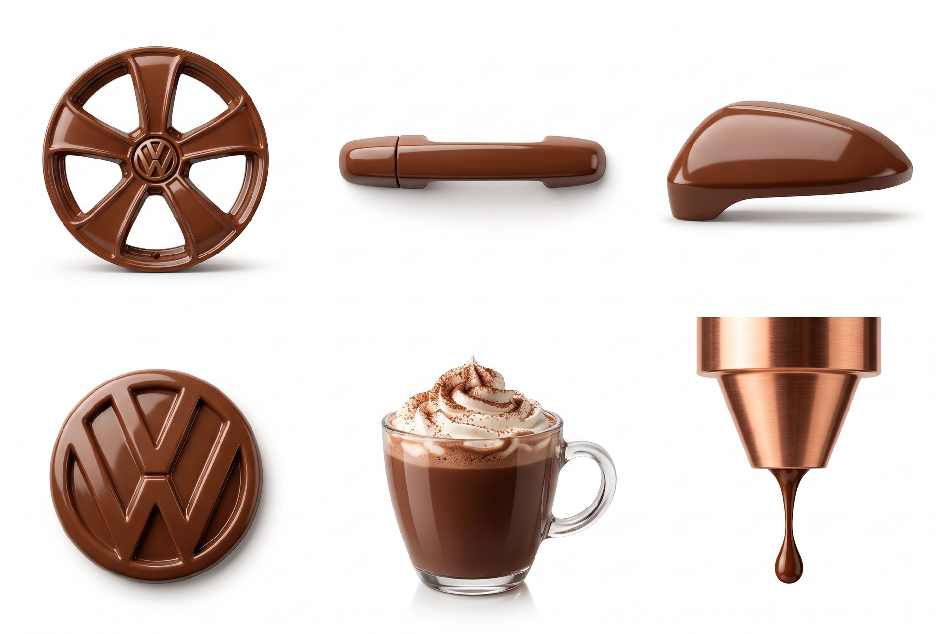 Reel ID. Polo a Eurochocolate: elementi cioccolato volkswagen fondo bianco