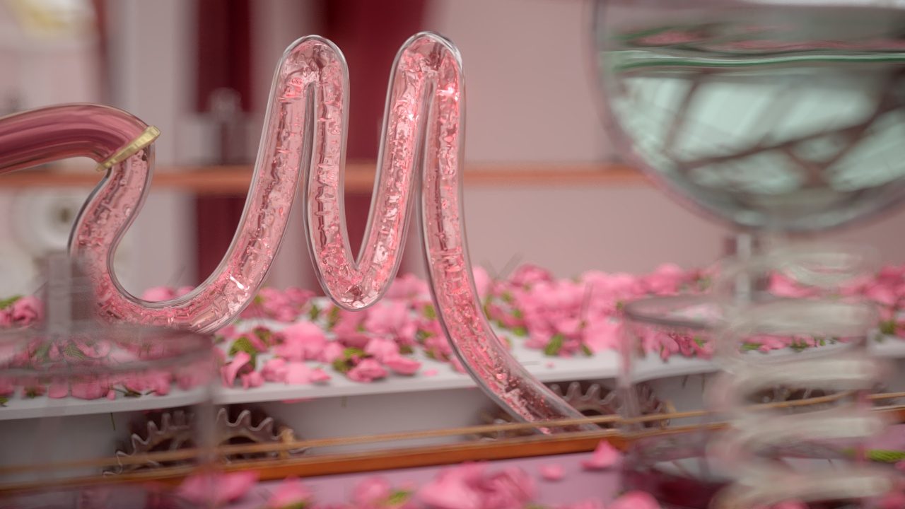 Monnalisa tubo vetro lettera m essenza rosa