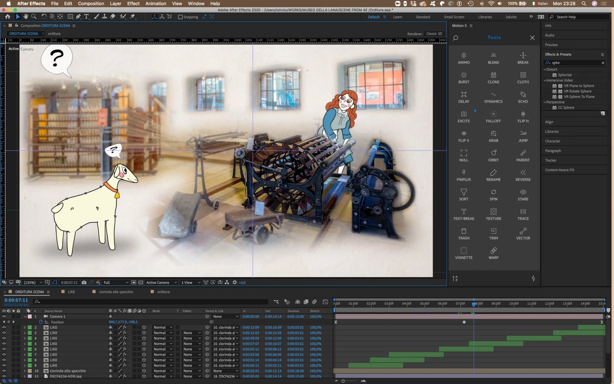 Museo della lana after effects orditura