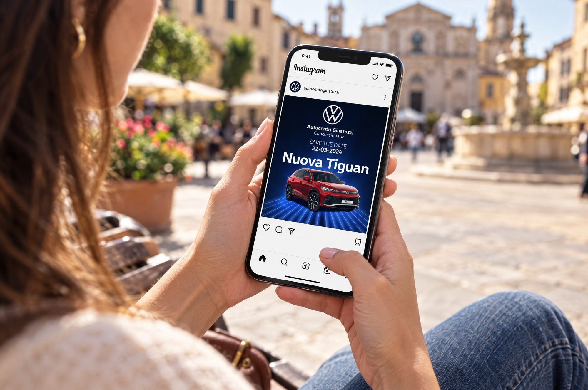 Nuova tiguan invito evento instagram smartphone