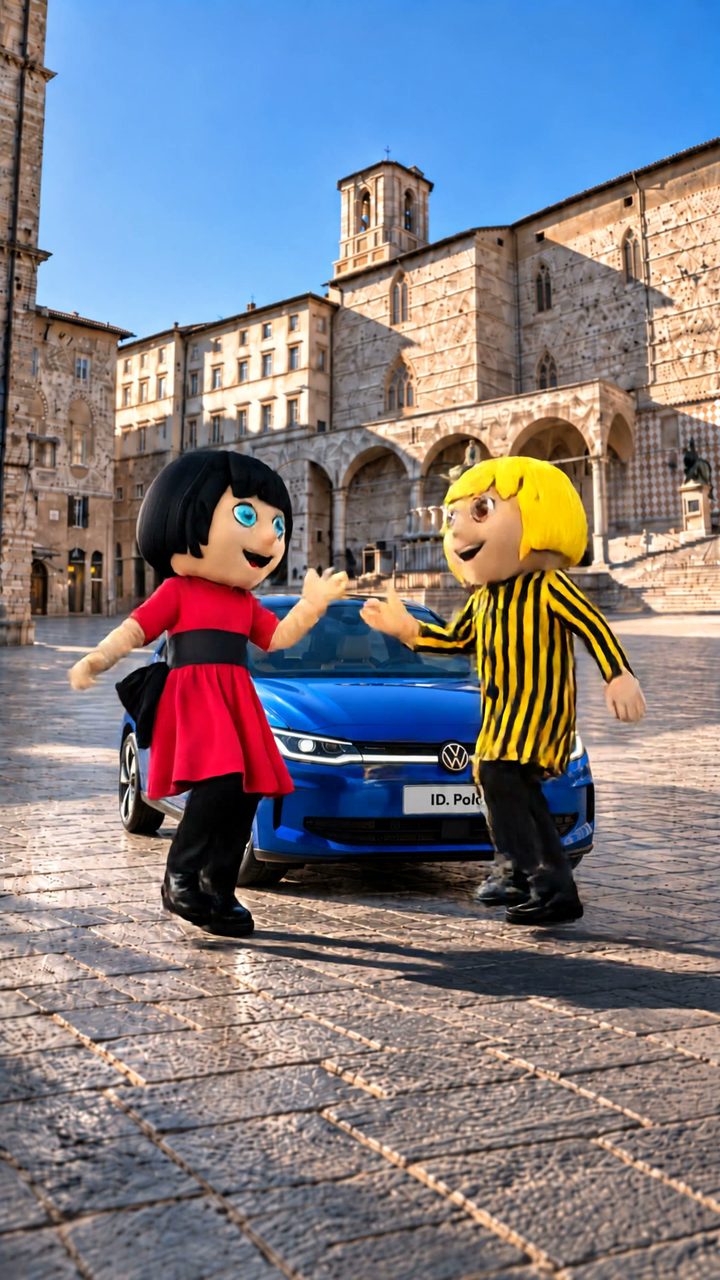 Reel ID. Polo a Eurochocolate: storyboard 04 mascotte id polo piazza perugia